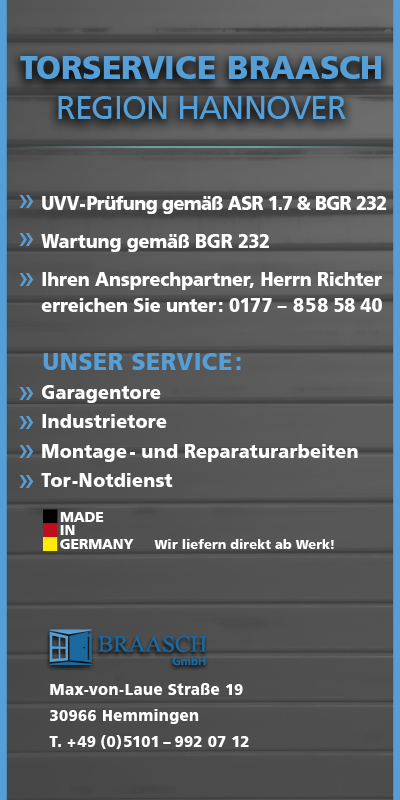 Werbung: Braasch Torservice Region Hannover