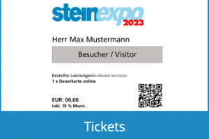 Steinexpo 2023. Im Bild das Ticket für die Demonstrationsmesse.