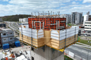 Das Bauprojekt WoodHub, erstellt mit Schalungssystemen von Paschal