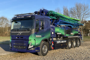 Vollelektrische Autobetonpumpe von Volvo Trucks und Putzmeister auf der bauma 2025