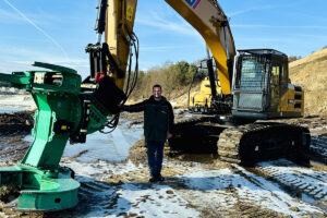 Sany SY215C im Forsteinsatz mit Westtech C550 Fällschere