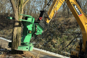 Sany SY215C im Forsteinsatz mit Westtech C550 Fällschere