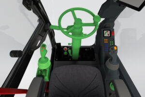 Variables Lenkkonzept von Sennebogen für Teleskoplader mit Joystick und Lenkrad