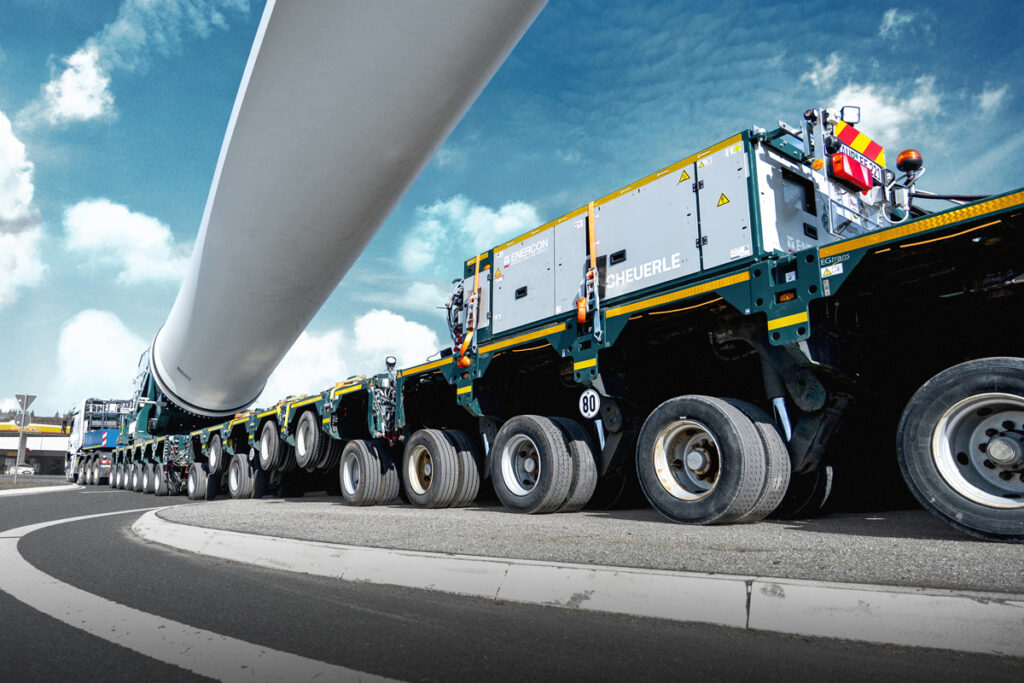TII Scheuerle BladeLifter transportieren 60 Rotorblätter für den Windpark Bad Berleburg