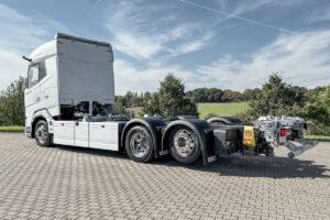 Der DAF XG 350 Electric FAN 6x2 für BDF-Systemverkehr