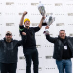 Bernard Vogt (Mitte) gewinnt vor Sebastian Enevoldsen aus Dänemark (rechts) und Konrad Herndler aus Österreich (links). Mit 26 Sekunden Vorsprung sichert sich der Deutsche die Titelverteidigung